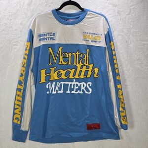 CHNGE Blue and White 'Mental Health Matters' Long-Sleeve Tee Sz Large